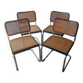 Set of 4 vintage Cesca B32 Marcel Breuer chairs