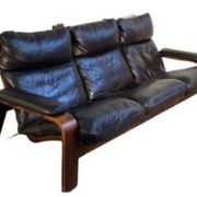 Canape scandinave vintage en cuir noir