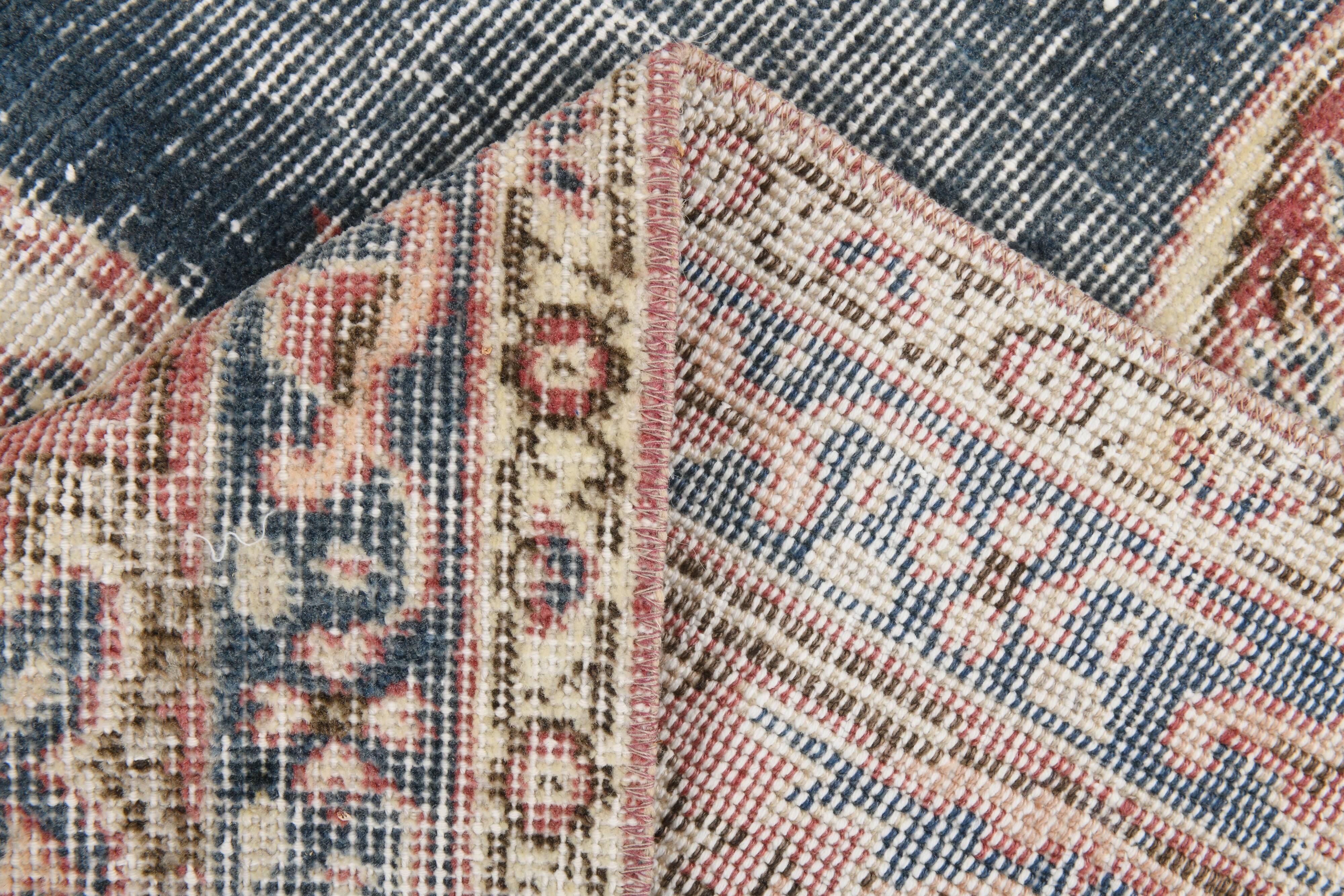 Faded Navy Blue Classic Vintage Persian Rug, 202x323 Cm