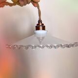 Suspension opaline cordon chanvre upcyclée