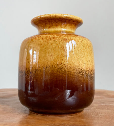 Vase jaune-brun Scheurich 235-10, lave grasse vintage, poterie d’art ouest-allemande (WGP)