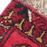Tapis vintage fait main Ersari – 25 x 31 cm – Rouge éclatant - 1C969