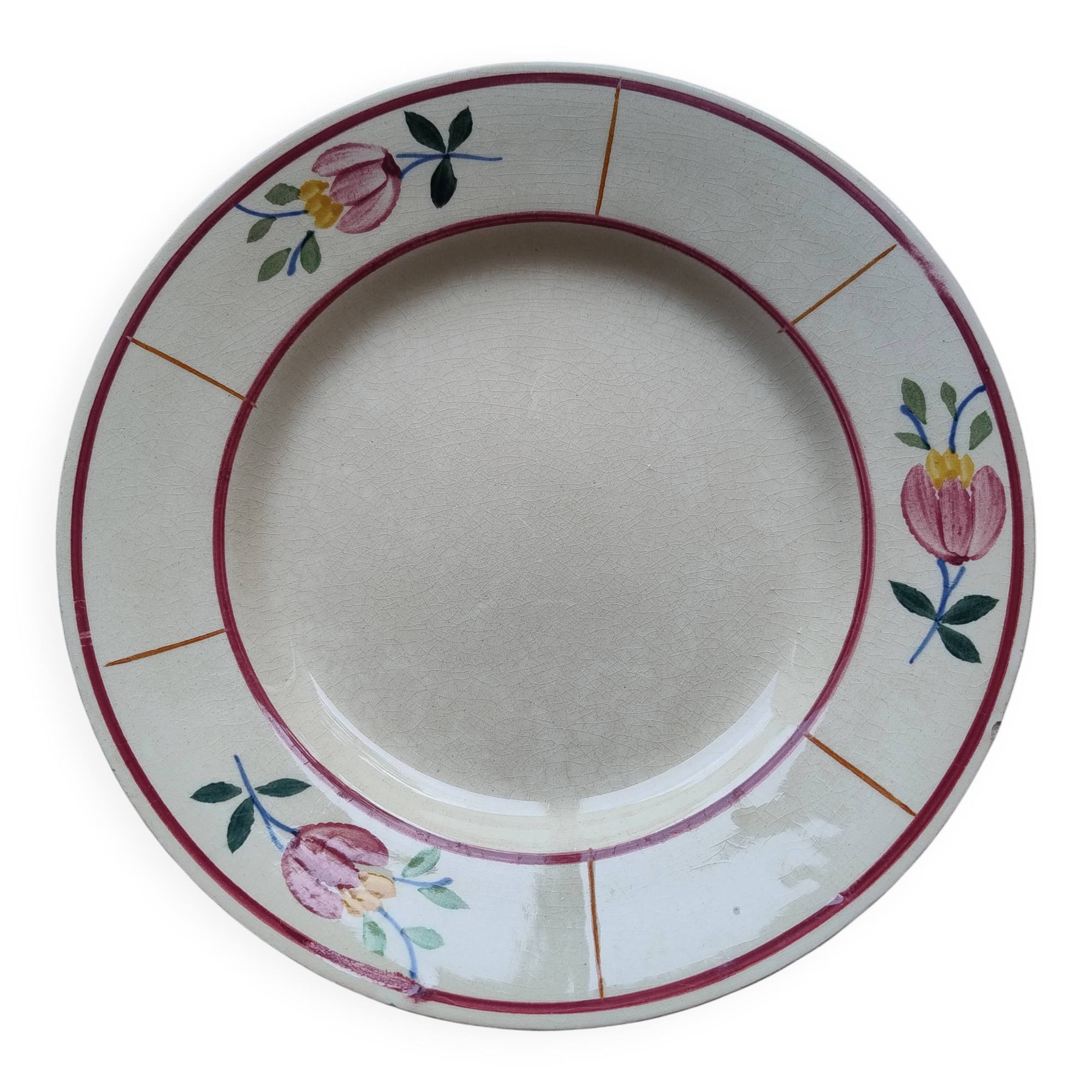 Set of 7 vintage dessert plates in Gien earthenware, model Jacqueline.