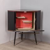 Vintage 60s corner bar cabinet in italian design wood