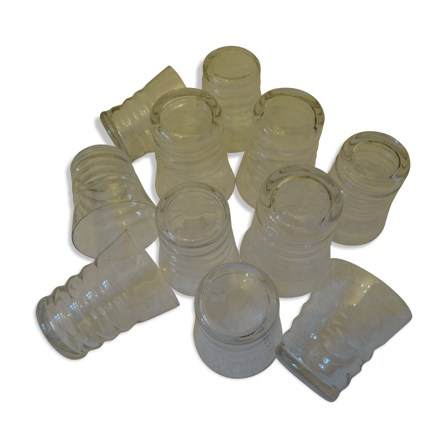 Set of 11 glasses decorated with "beading" decoration