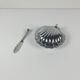 Metal shell butter dish with blue insert, 1970 with knife.