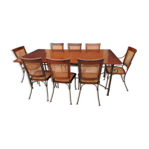 Ensemble table et 8 chaises - cannage