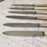 set of 6 white bakelite knives from the 60s