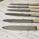 set of 6 white bakelite knives from the 60s