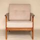 Vintage Armchair Beige Upholstery Scandinavian Design