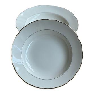 Assiettes creuses Villeroy&Boch ivoire festonnée à liserés dorés