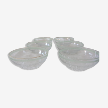 Set of 6 cups with golden border and granite