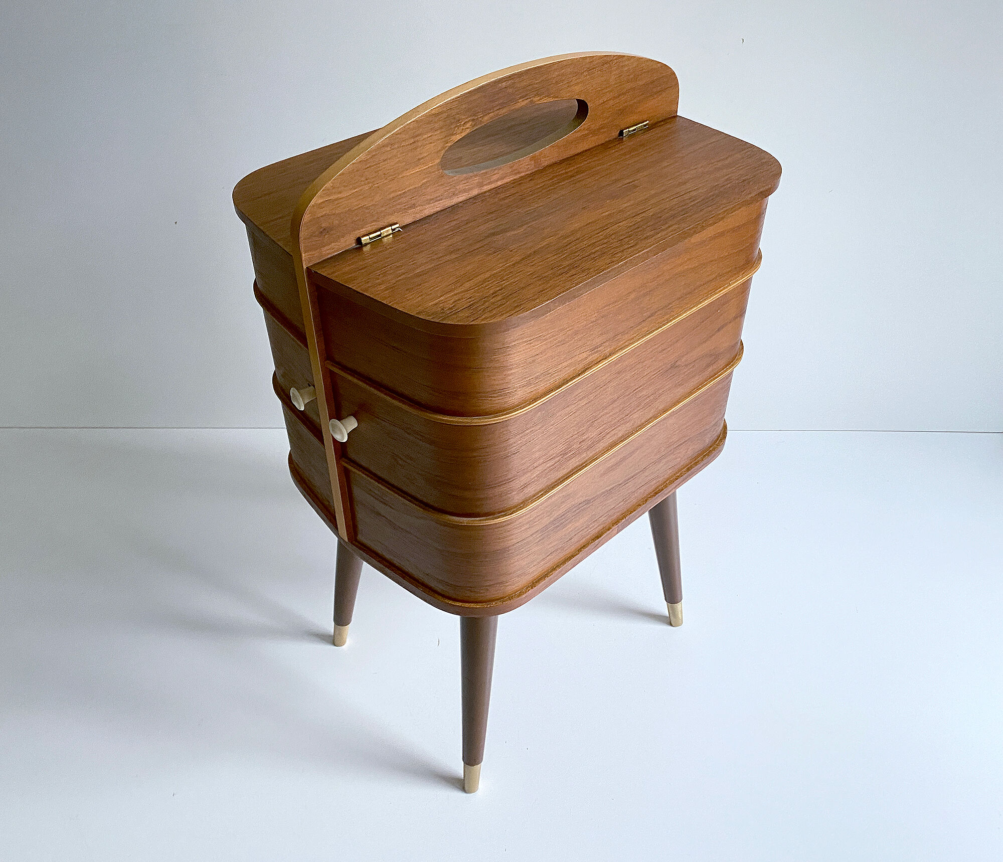 60s Portable Scandinavian Seamstress Worker, Wood
