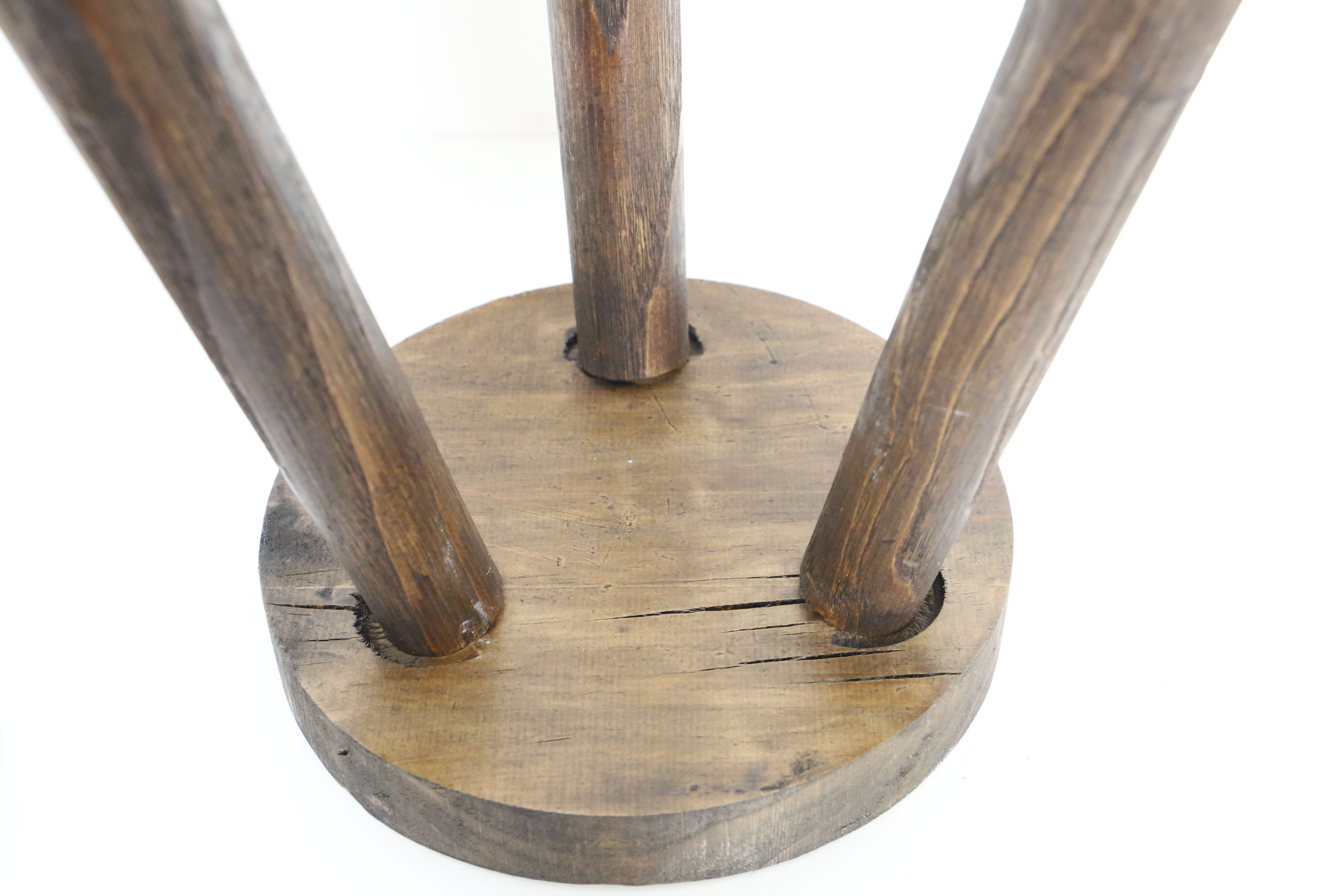 Farm tripod stool, rustic, vintage