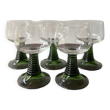 Vintage maximalist twisted green stemmed wine glass roemer