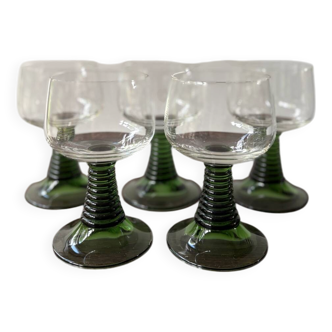 Vintage maximalist twisted green stemmed wine glass roemer