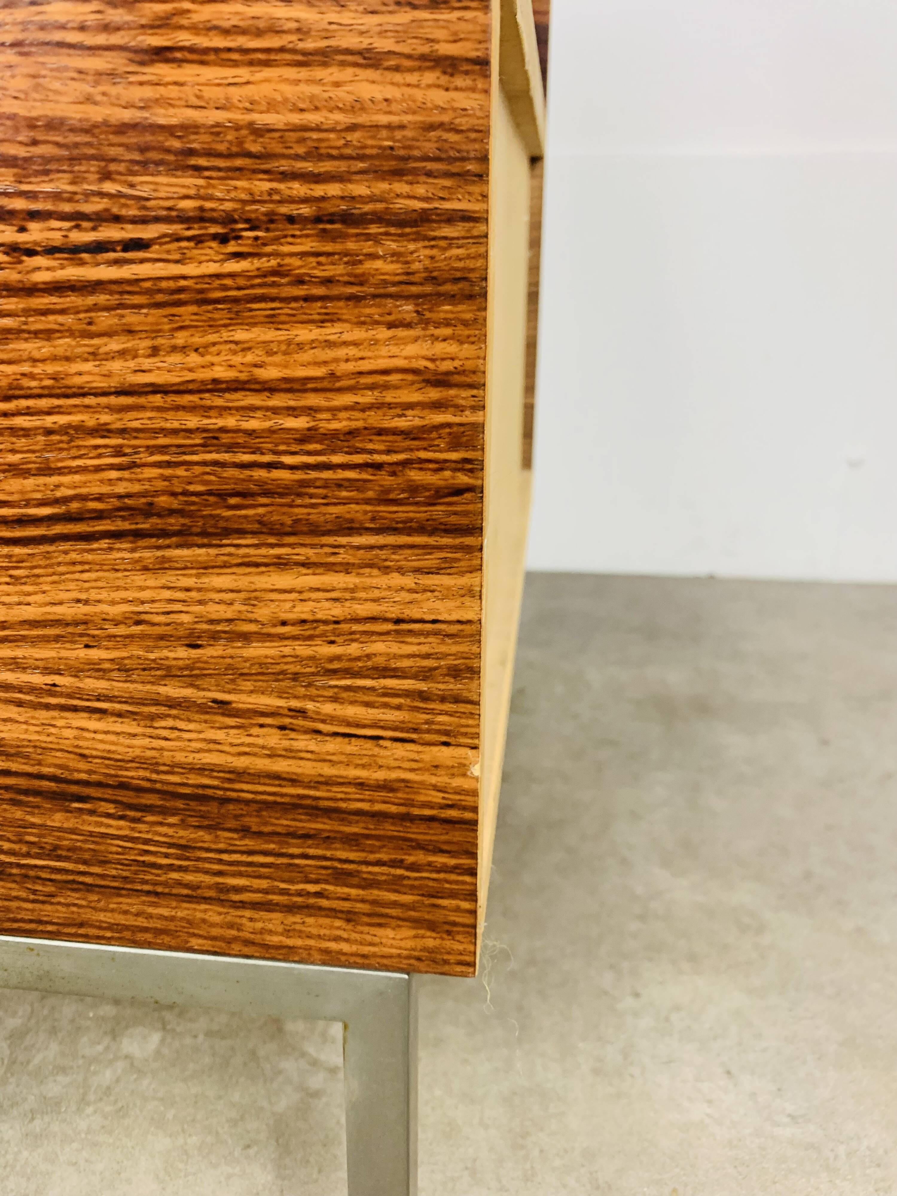 Rosewood and glass chest of drawers, 1960s, Scandinavian storage furniture.
