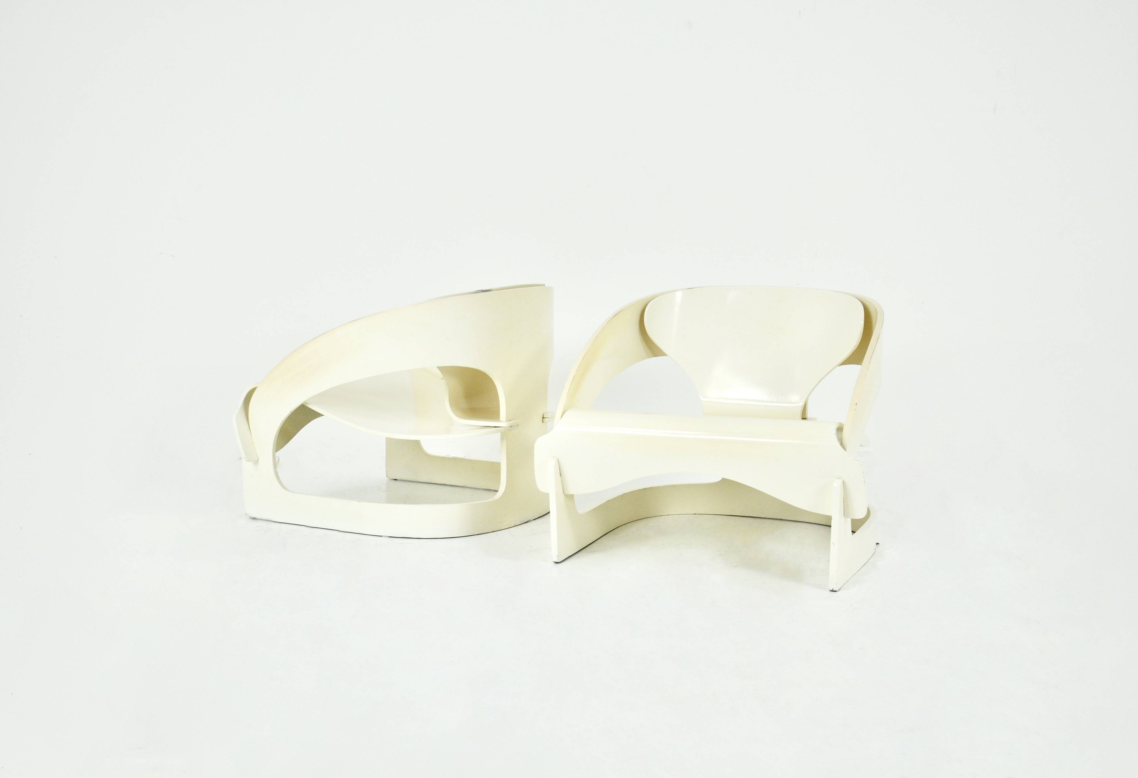 Set of 2 Model 4801 Armchairs by Joe Colombo for Kartell, 1960s