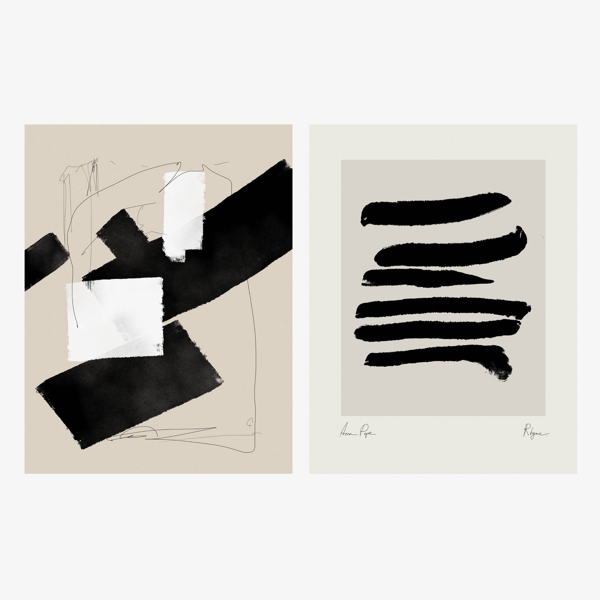 Paire d'impressions giclées, ensemble d'art mural abstrait de deux, 50x70cm