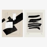Paire d'impressions giclées, ensemble d'art mural abstrait de deux, 50x70cm