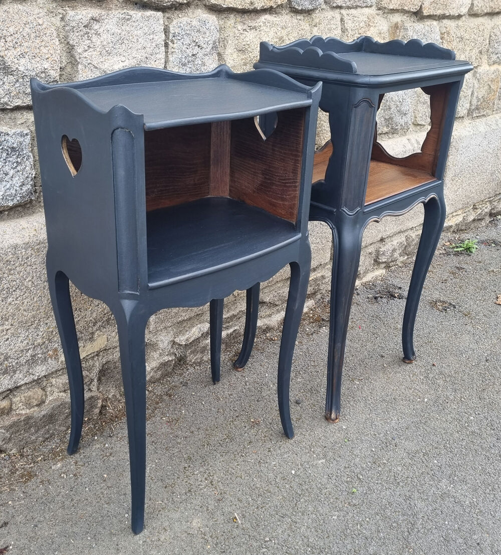 Pair of vintage bedside tables, 60s, Louis XV style, restyled