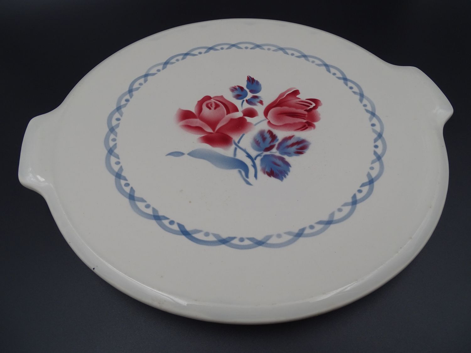 Digoin earthenware pie dish - Sarreguemines- Model Cannes - Rose decoration - circa 1940