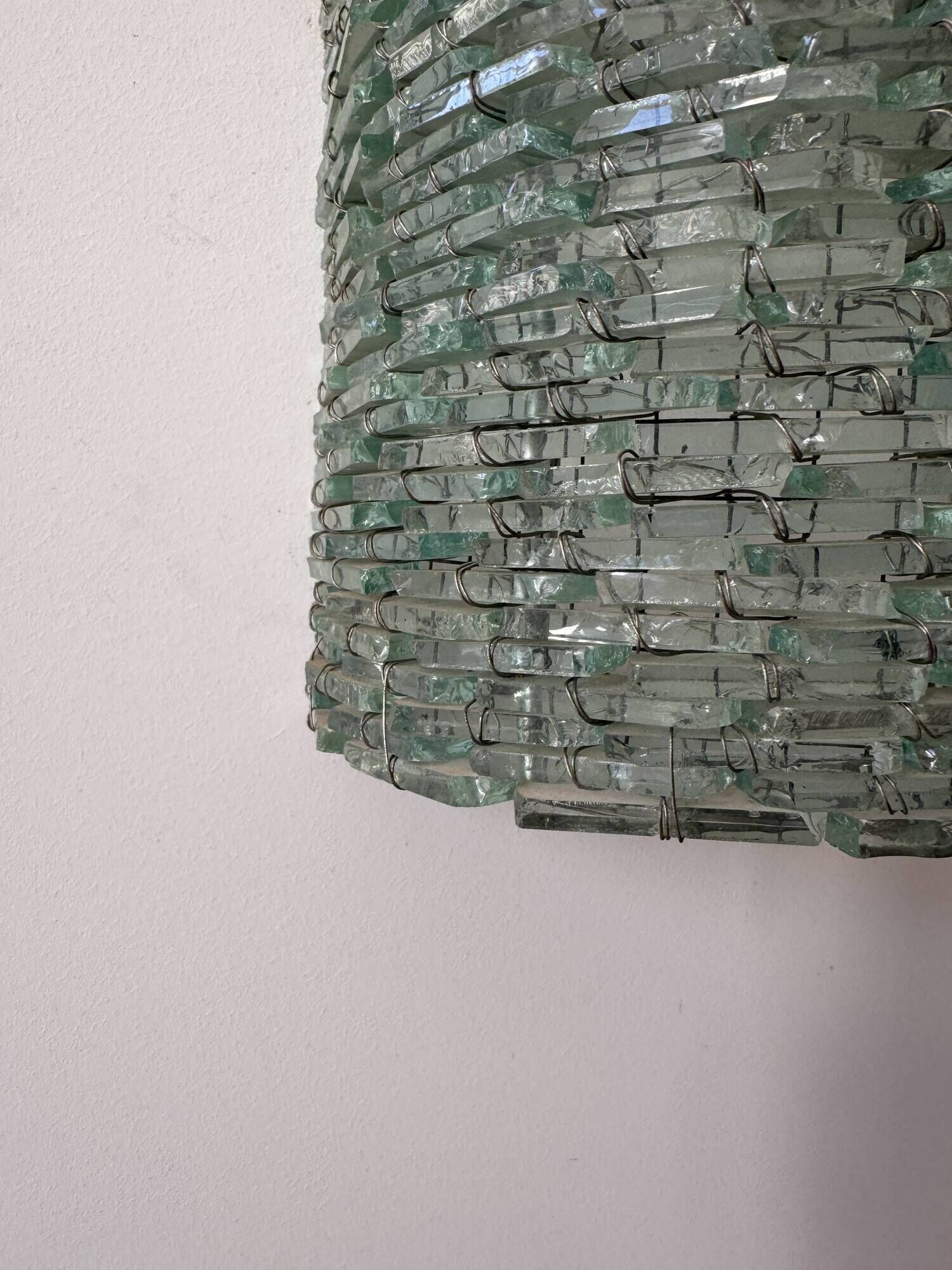 Vintage XL glass and metal wall light, France 1960