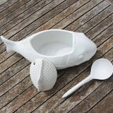 Antique white ceramic fish tureen