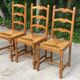 3 chaises bois massif paillées type ferme dossier haut