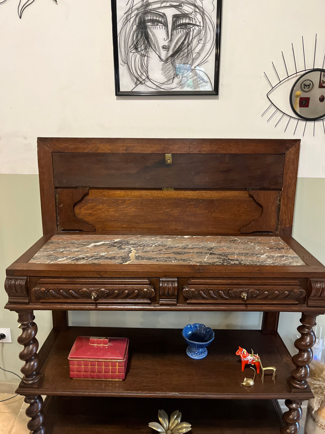 Console or turned wooden service table