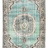 Tapis oriental vintage vert et crème 5x8 157x235 cm SK 24776