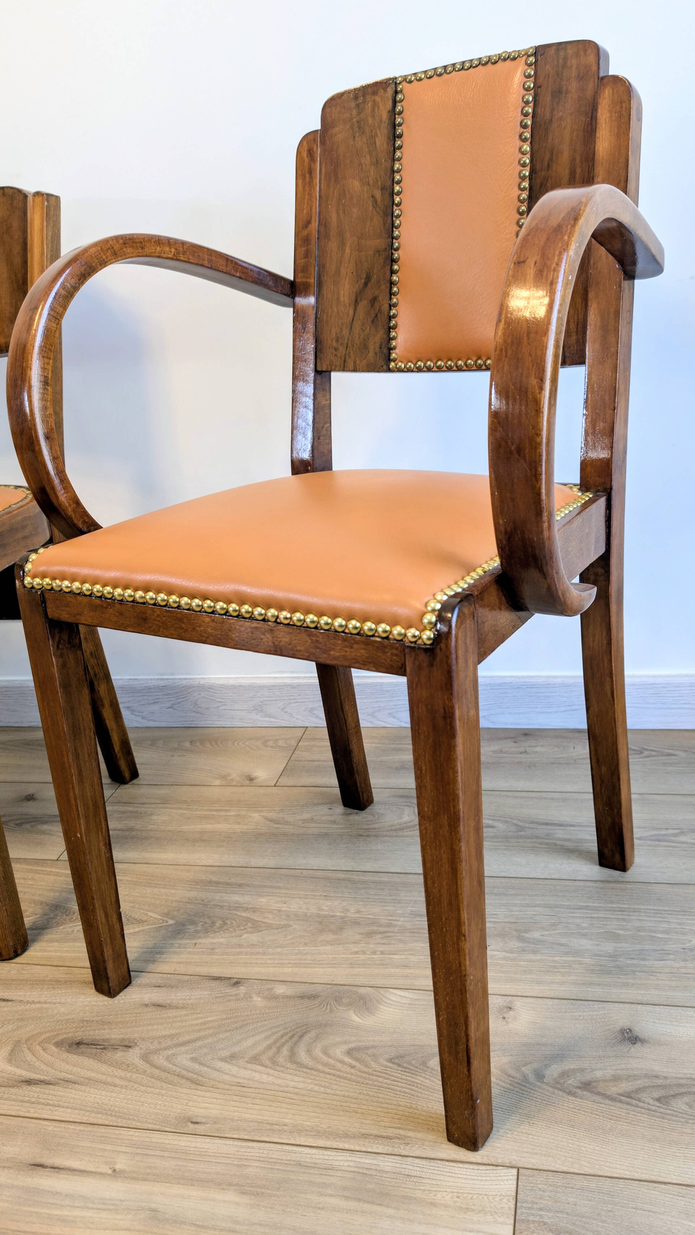 Pair of bridge armchairs and matching chairs – Art Deco style 1950