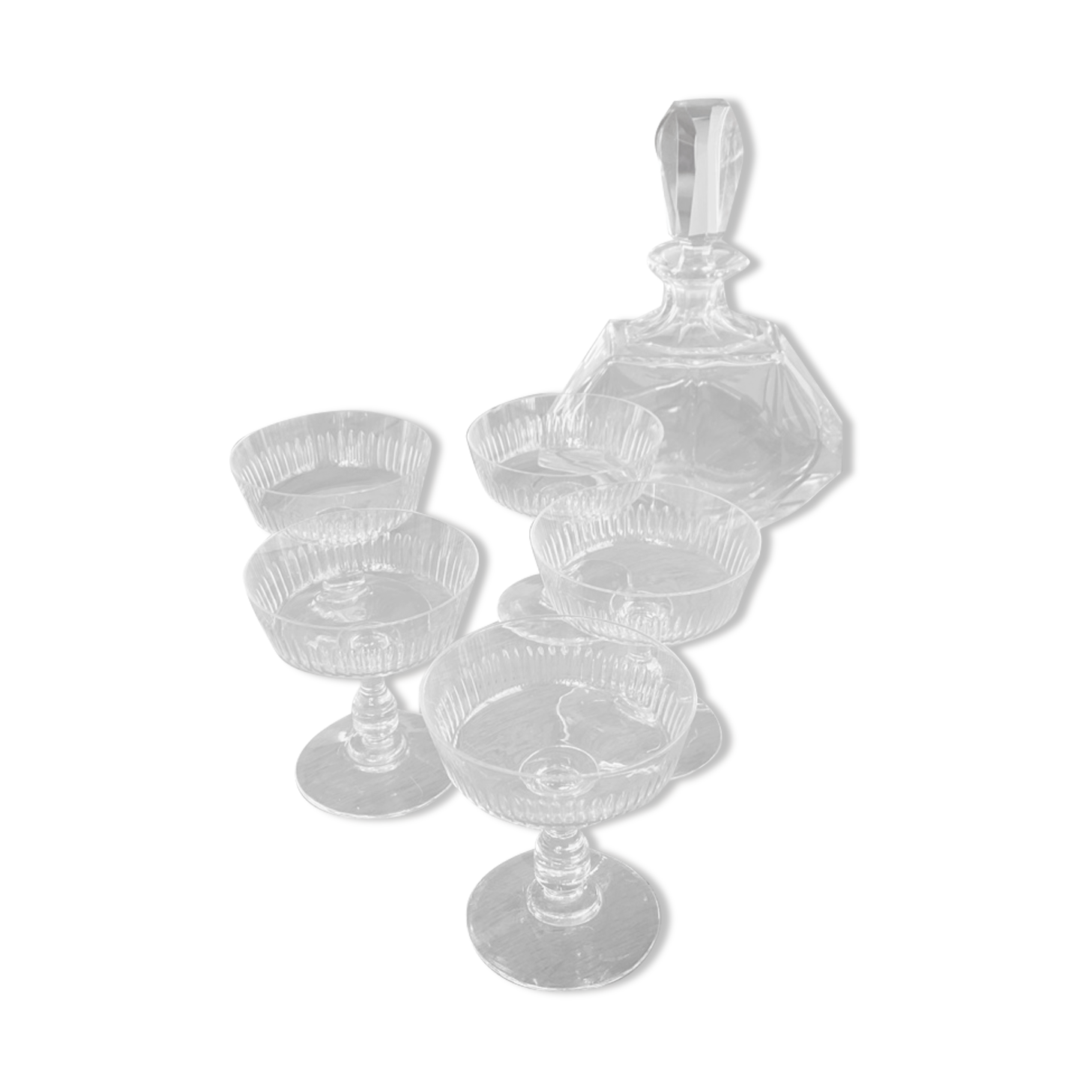 5 crystal champagne glasses