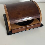 Vintage 1960 cigarette holder ashtray dispenser wood metal - 19 x 15 cm