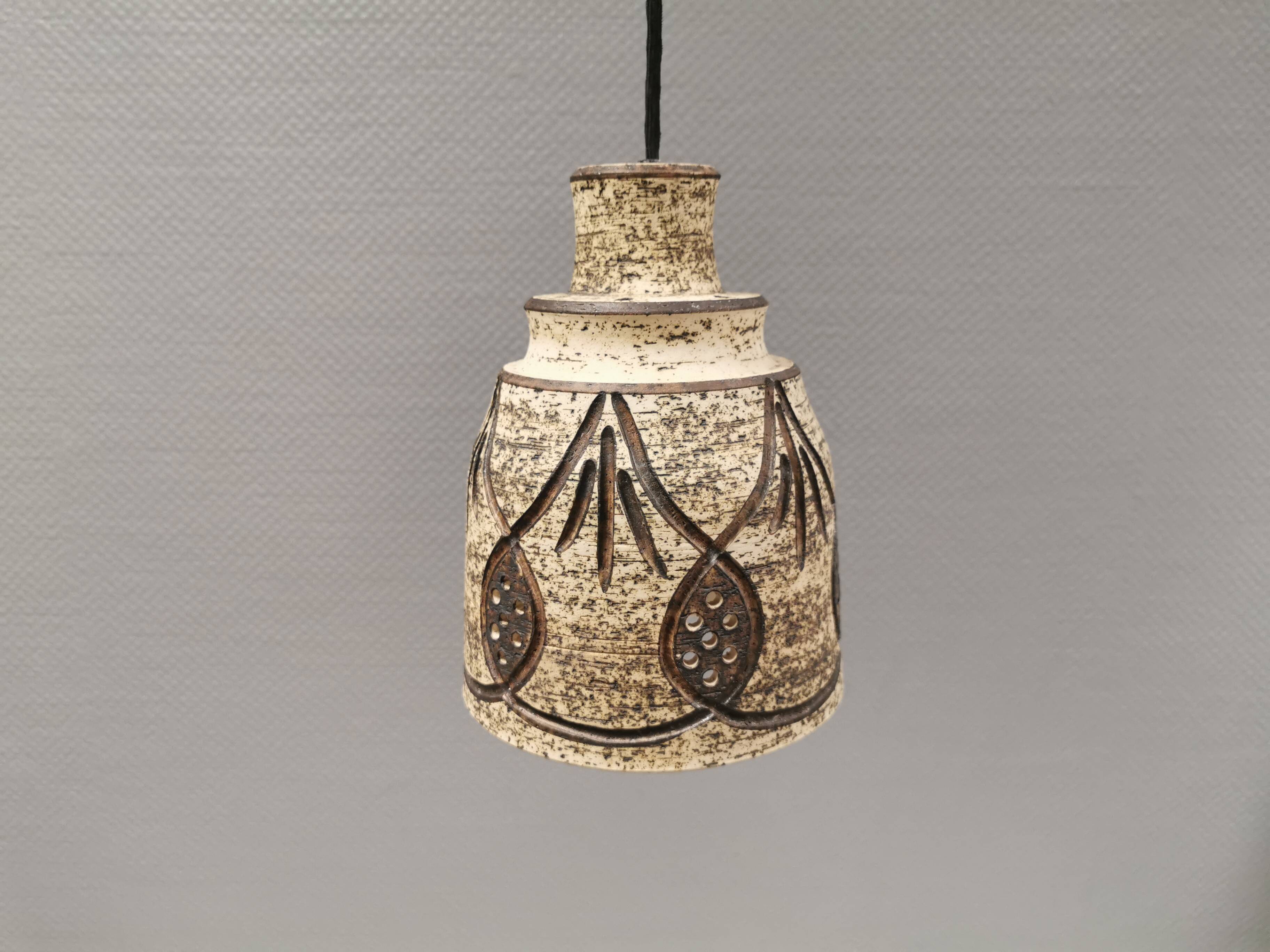 Beautiful ceramic hanging lamp, designed by jette hellerøe denmark, 1960s.