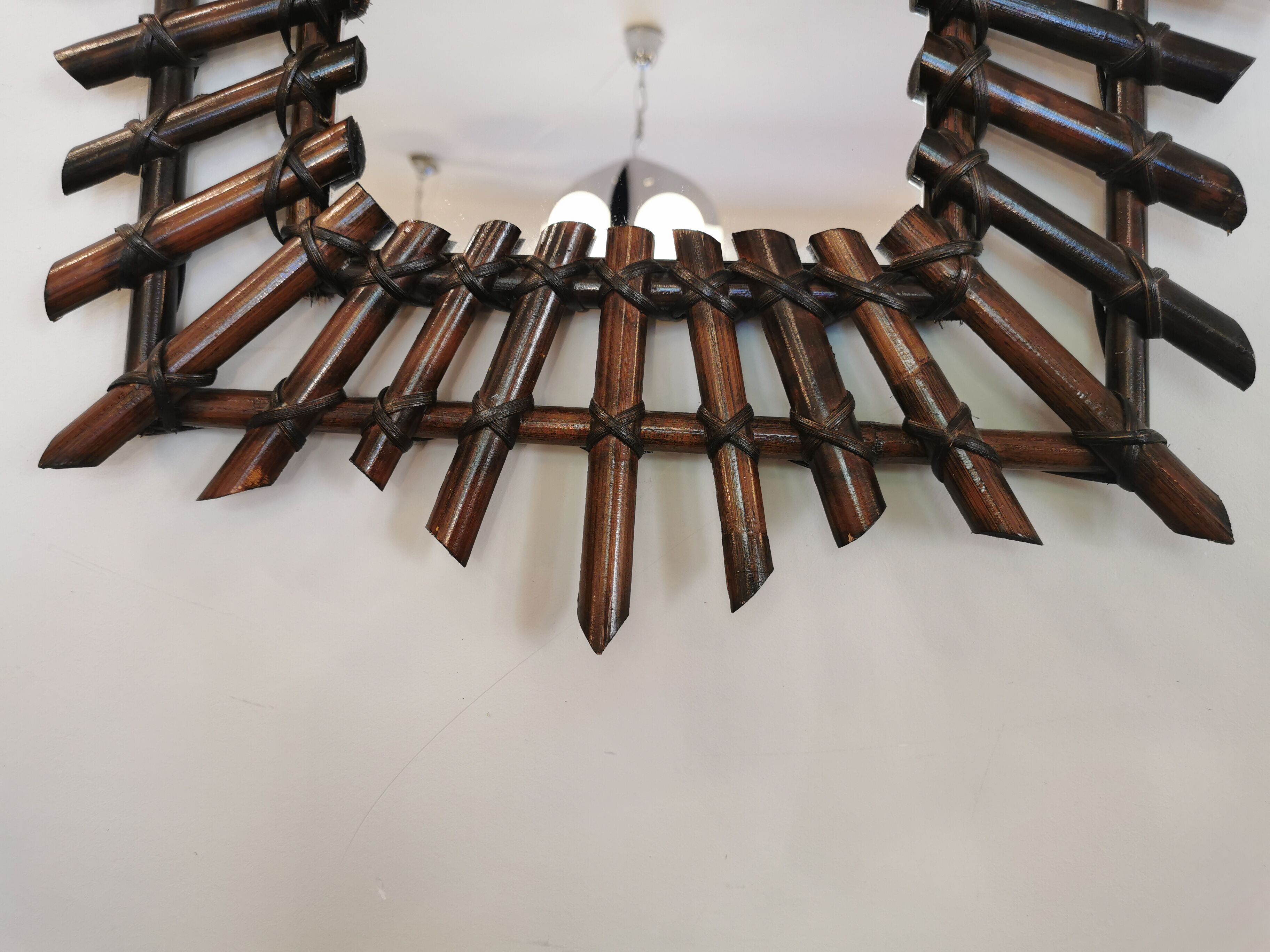 Bamboo mirror and vintage rattan 70s (60x50cm)