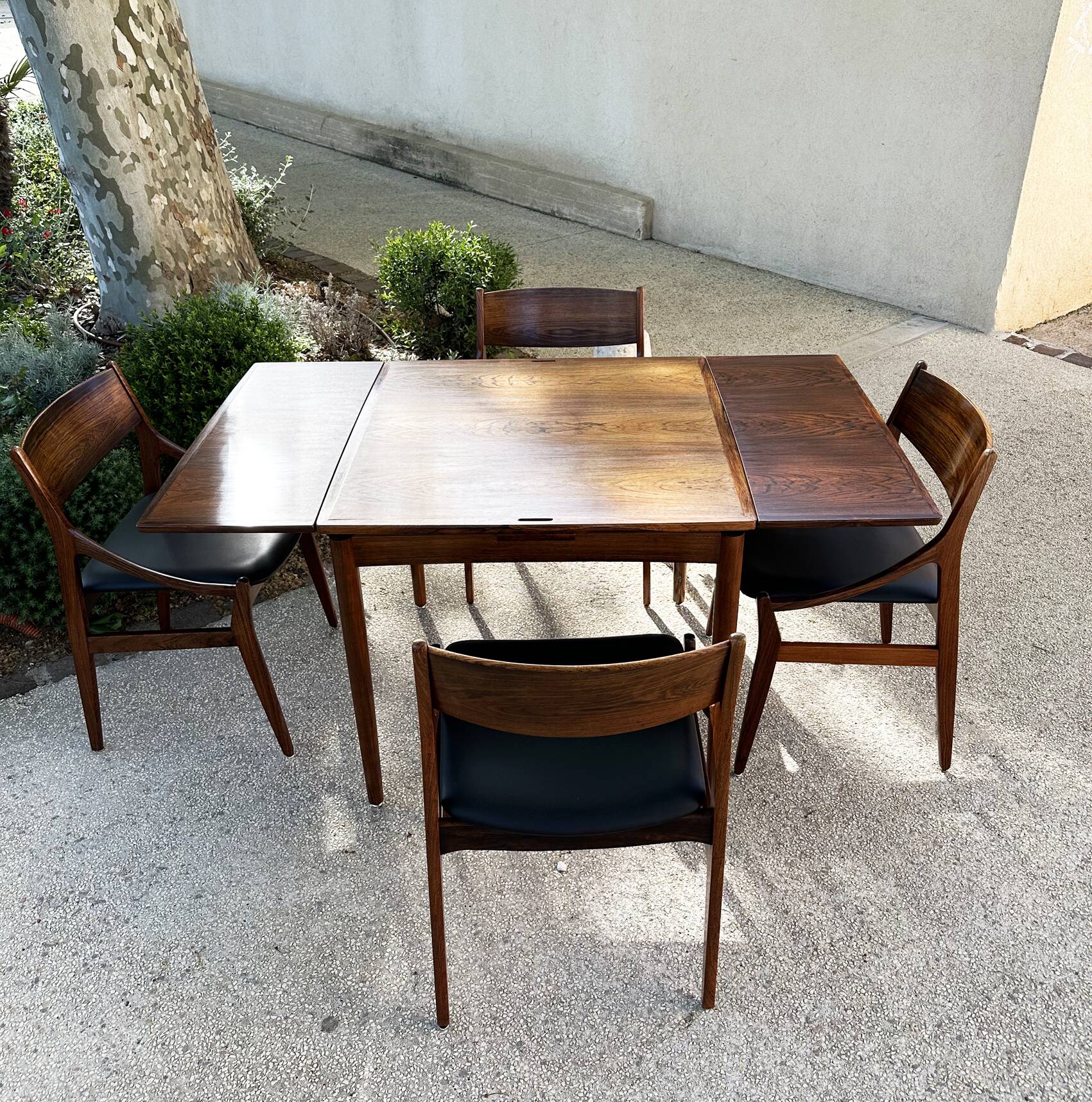 Danish extendable dining table and games table in Rio rosewood, 1960.