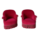 Lot de 2 fauteuils crapauds en velours rouge