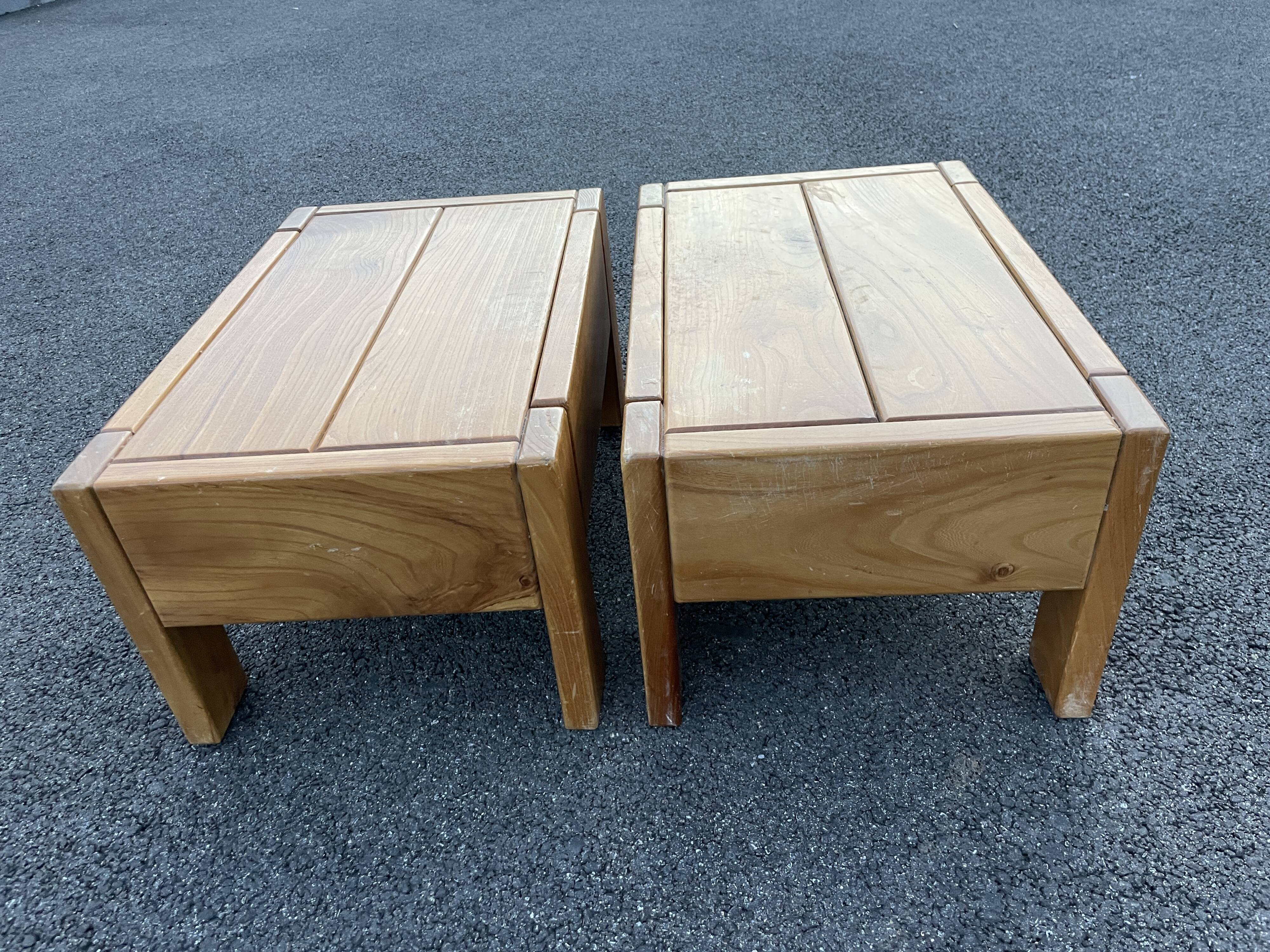 Pair of bedside tables vintage solid elm home revived bedside table