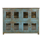 Buffet vitré en bois massif patiné