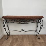 Rattan console and wrought iron