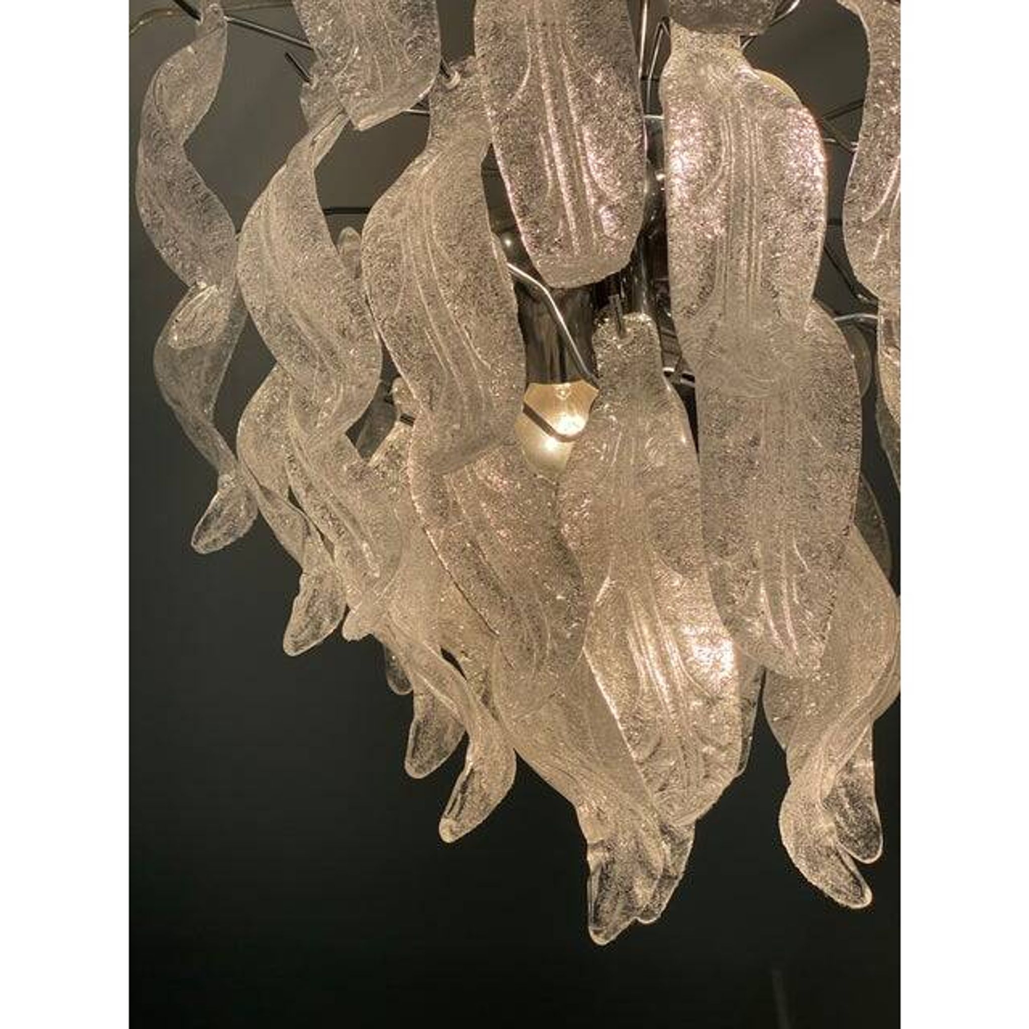Contemporary leaflets murano glass chandelier in vintage style