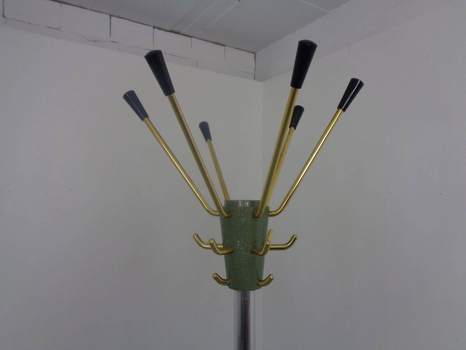 Brass & Steel Coat Rack, Germany, 1960s