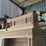 Raw wood fireplace