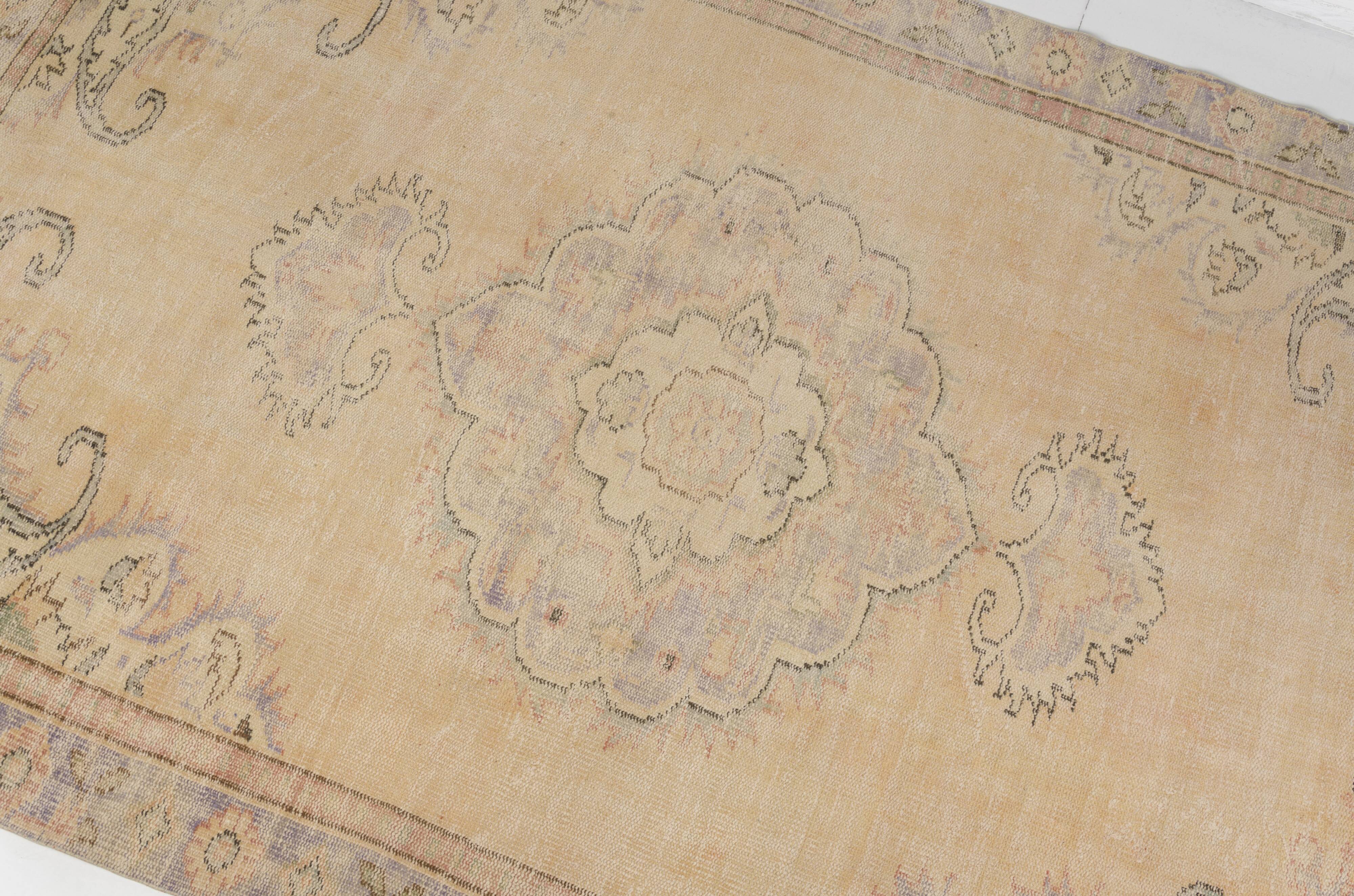 Floral Oushak Vintage Area Carpet