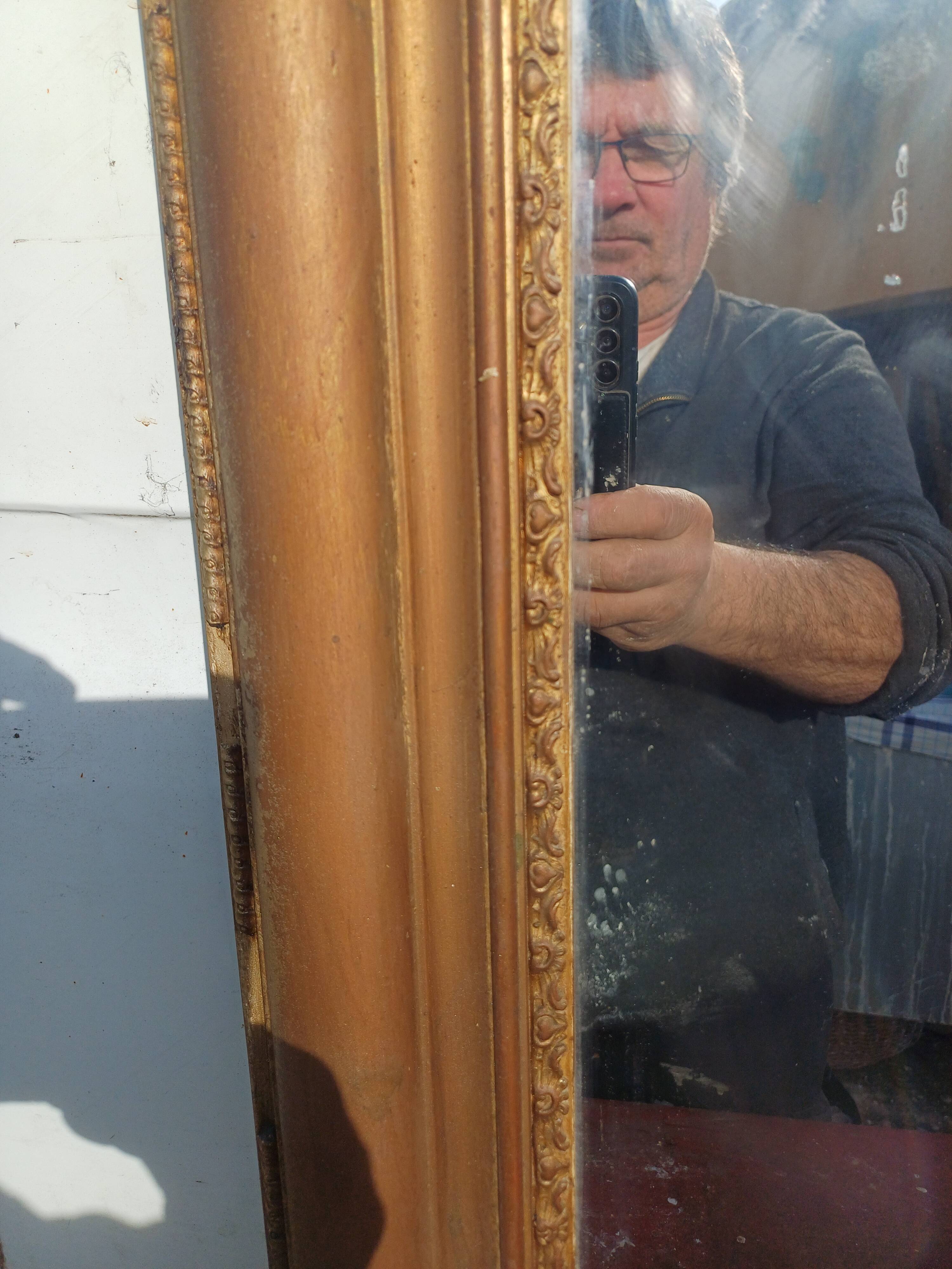 Miroir 19ème bois et stuc doré " coquille st jacques