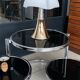 Table basse ronde en verre et chrome vintage