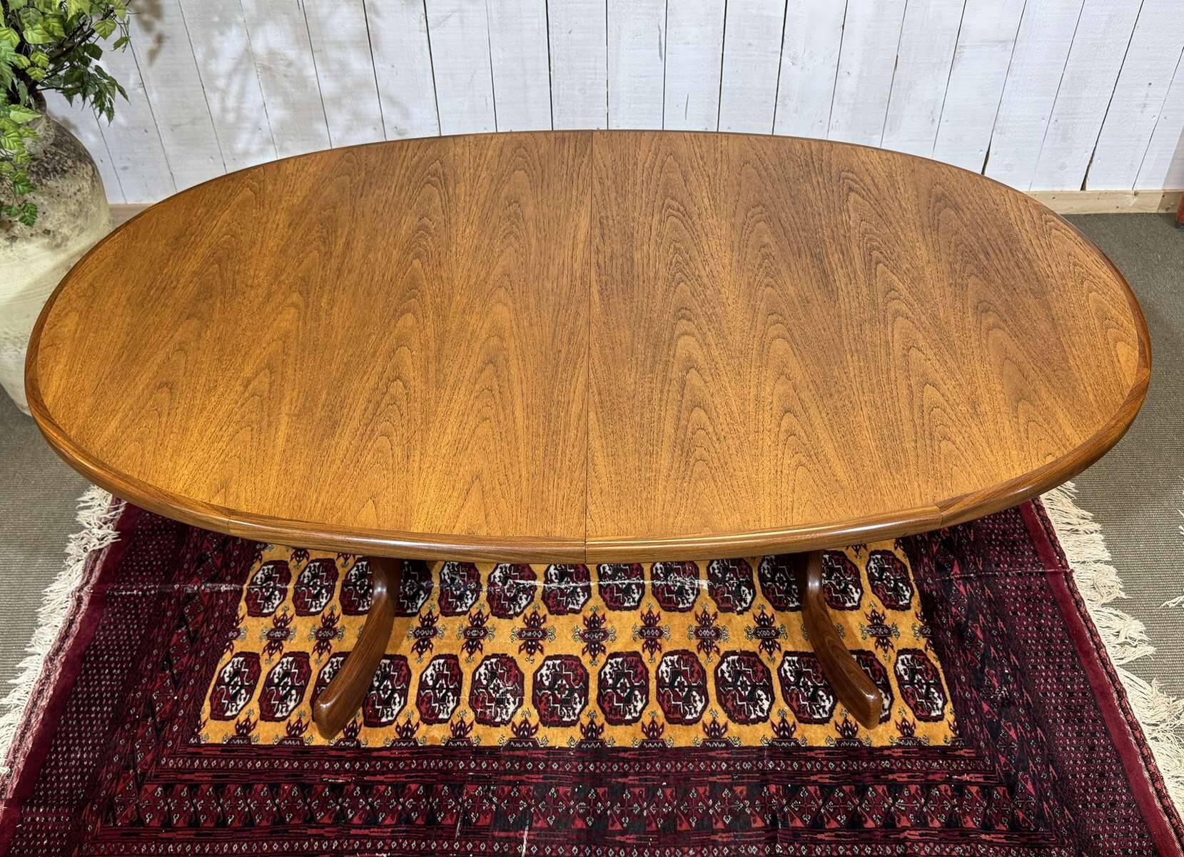 G-Plan oval teak table from the 1970s with a butterfly extension.