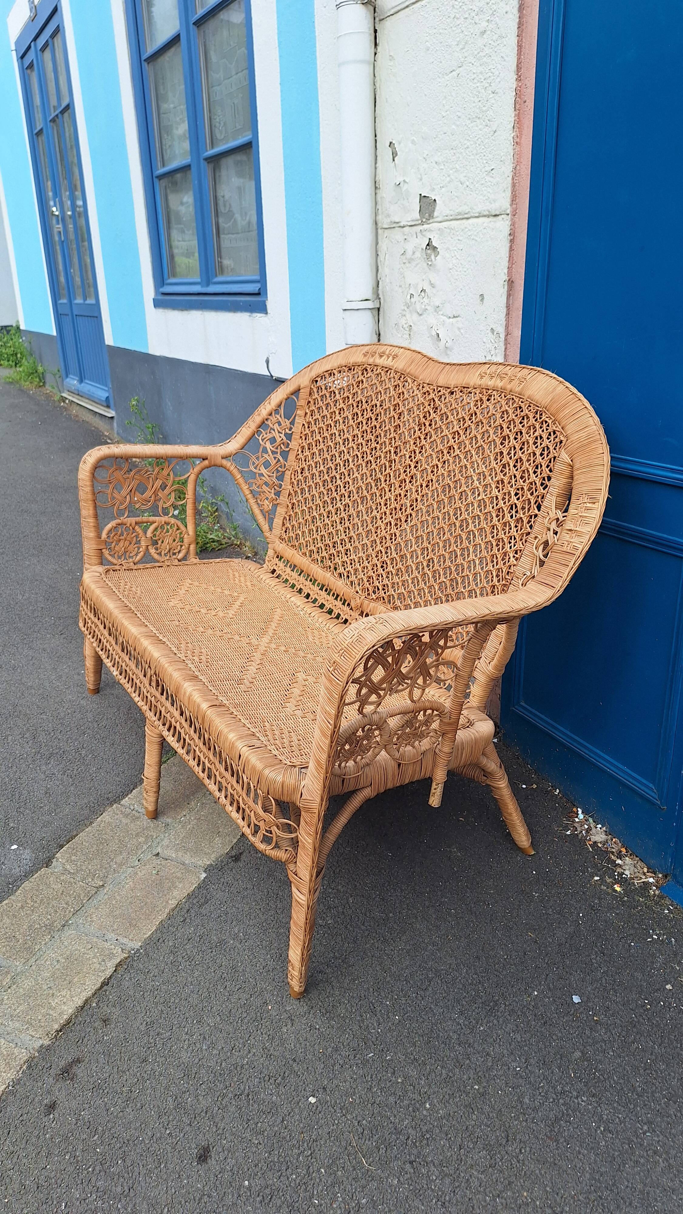 Peacock rattan bench