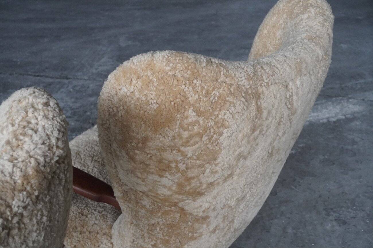 Fauteuils de Prague en véritable peau de mouton de Madsen & Schübel, Danemark, années 1960, ensemble de 2